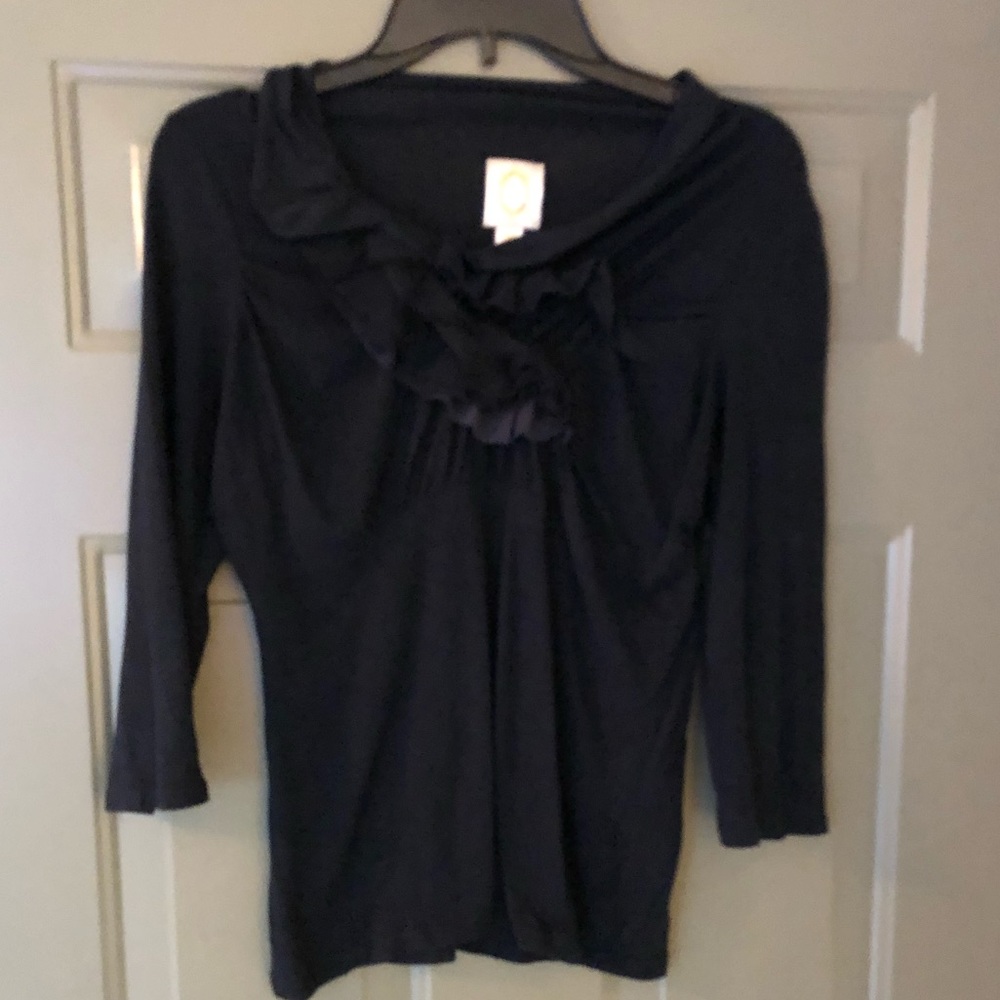 Ruffle detail black 3/4 sleeve from Anthropologie